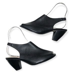 J JILL Leather Slingback Open Toe Heels Black Size 8